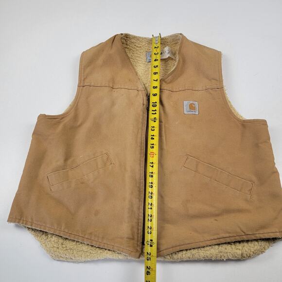 Vintage Carhartt Sherpa Lined Vest Sz XL Duck Canvas Union Made USA Distressed - Picture 4 of 9